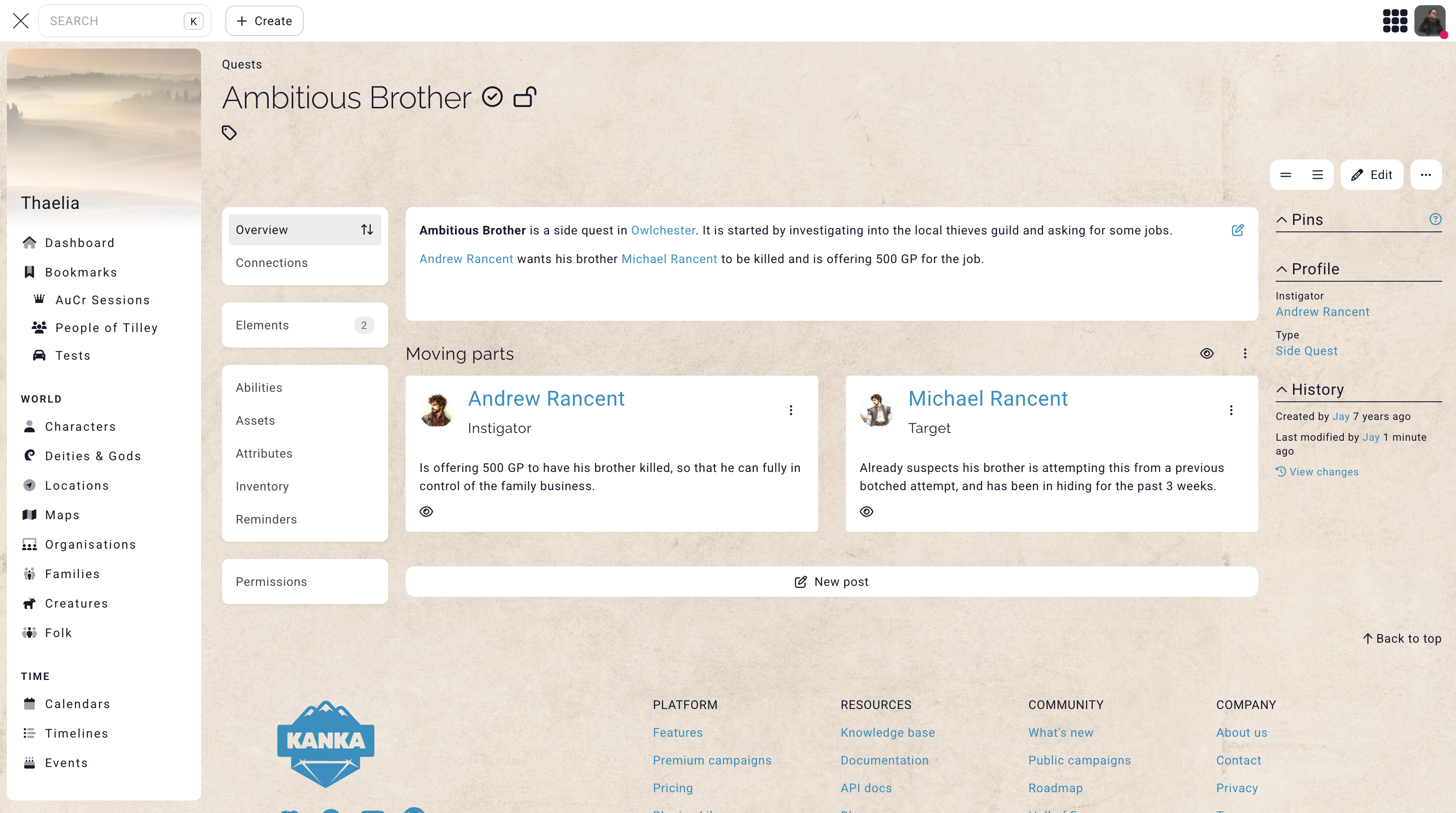 Kanka quest view to track moving parts